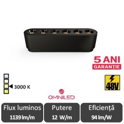 OMNILED LUPA Proiector liniar șina magnetică ultra slim XT 12W 3000K Negru