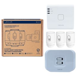 Pachet Smart Home Salus pentru trei zone cu calorifere - 3 capete termostatice, gateway UG800, receptor. 5 ani garantie