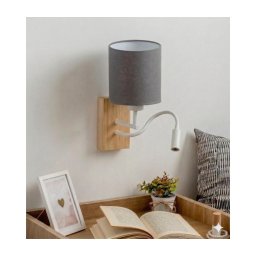 Brilagi - Aplica LED de perete NUBILA WOOD 1xE27/25W/230V + LED/3W stejar/alb/gri deschis