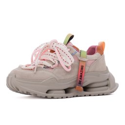 Pantofi dama sport din piele naturala nabuc, PASS Collection 3OLY60009A H1-2, gri diverse