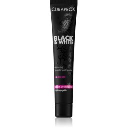 Curaprox Black is White pastă de dinți pentru albire cu cărbune activ și hidroxiapatită aroma Fresh Lime-Mint 90 ml