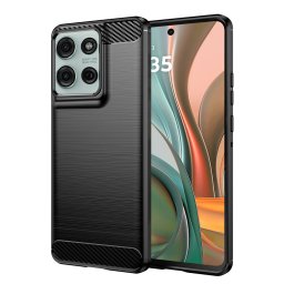 Husa de protectie Techsuit Carbon Silicone compatibil cu Motorola Moto G75, Negru