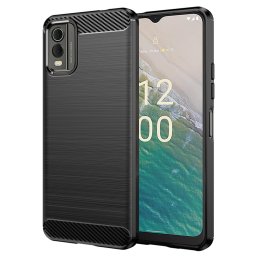Husa de protectie Techsuit Carbon Silicone compatibil cu Nokia C32, Negru
