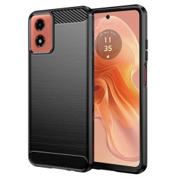 Husa de protectie Techsuit Carbon Silicone compatibil cu Motorola Moto G04 / Moto G04s / Moto G24 / G24 Power / Moto E14, Negru