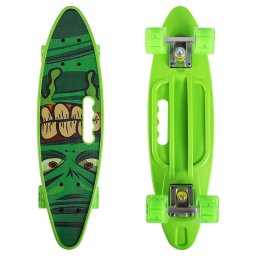 PennyBoard cu maner si lumini in roti, Turtle Verde