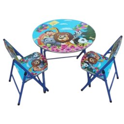 Masuta Pliabila pentru Copii cu 2 Scaune - 60x60 cm, Animale din Jungla E1