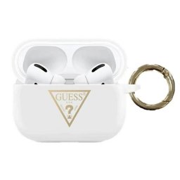 Guess Husa Silicon Triangle Logo Airpods Pro Alb (cu breloc)