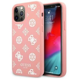Husa Husa de protectie Guess Liquid Silicone White Peony pentru iPhone 12 Pro Max, Roz