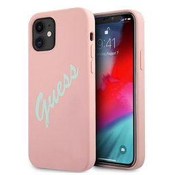 Husa Husa de protectie Guess Silicone Vintage Green Script pentru Iphone 12 Mini, Roz
