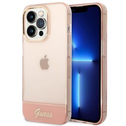 Husa Husa telefon Guess pentru iPhone 14 Pro, Camera Outline and Logo Script, Plastic, Roz