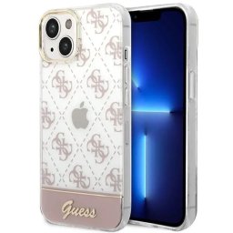 Husa Husa telefon Guess pentru iPhone 14 Plus, Peony Glitter Script Logo, Plastic, Roz