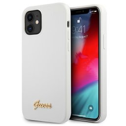 Husa Guess GUHCP12SLSLMGWH iPhone 12 mini 5.4" white/white hardcase Metal Logo Script
