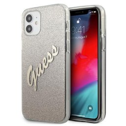 Husa Guess GUHCP12SPCUGLSGO iPhone 12 mini 5.4" gold/gold hardcase Glitter Gradient Script
