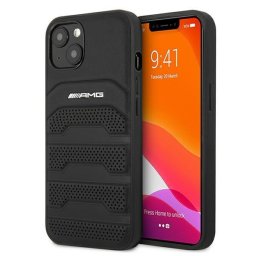 Husa AMG Leather Debossed Lines pentru iPhone 13 mini, hardcase premium, culoare negru