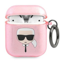 Husă Karl Lagerfeld Glitter Karl Head pentru AirPods – Roz