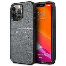 Husa premium Guess Saffiano Strap pentru Apple iPhone 13 / Apple iPhone 13 Pro, culoare gri