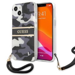 Husa hardcase Guess Camo Strap Collection pentru Apple iPhone 13, culoare negru