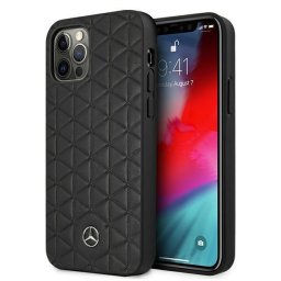 Husa Husa Mercedes Leather Quilted Embossed pentru iPhone 12 Pro Max, hardcase premium, culoare negru