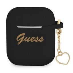 Husa Guess AirPods, colectia Silicone Charm Heart, culoare negru