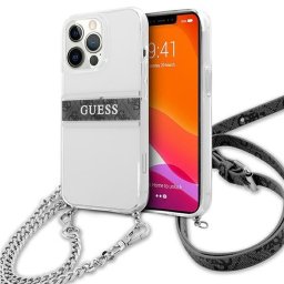 Husa hardcase Guess 4G Strap Silver Chain pentru Apple iPhone 13 / Apple iPhone 13 Pro