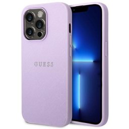 Husa premium Guess Saffiano Strap pentru Apple iPhone 14 Pro Max, culoare mov