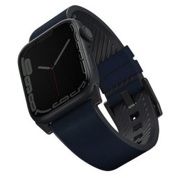 Husa UNIQ pasek Straden Apple Watch Series 4/5/6/7/8/SE/SE2/Ultra 42/44/45mm. Leather Hybrid Strap niebieski/blue