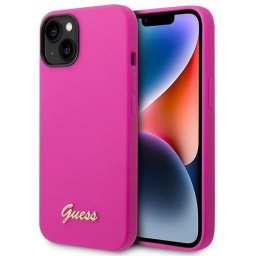 Husa Guess GUHCP14MSLSMF iPhone 14 Plus 6.7" fuchsia/fuschia hard case Silicone Vintage Gold Logo