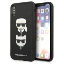 Husa Husă Karl Lagerfeld Saffiano Karl & Choupette Head pentru iPhone XS Max, Negru