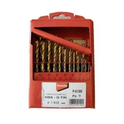 P-61385 Set 19 burghie metal, HSS-TIN, 1-10 mm, tija cilindrica