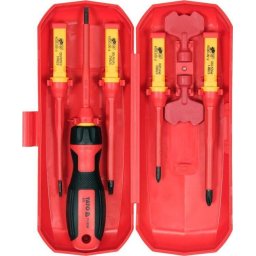 Set 5 surubelnite electricieni, capete interschimbabile VDE, cu 2 chei panou