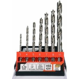 Set 7 burghie elicoidale pentru lemn hexagonal, 3-10 mm