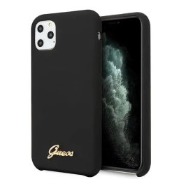 Husa Guess GUHCN65LSLMGBK iPhone 11 Pro Max black/Negru hard case Silicone Vintage Gold Logo