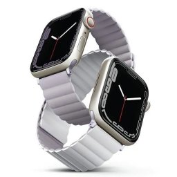 Husa UNIQ pasek Revix Apple Watch Series 4/5/6/7/8/SE/SE2/Ultra 42/44/45mm. Reversible Magnetic lilak-biały/lilac-white