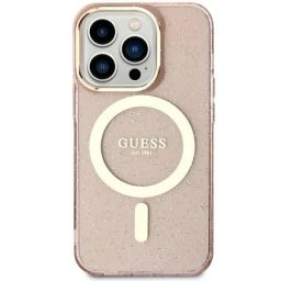 Husa Guess GUHMN61HCMCGP iPhone 11 / Xr 6.1" pink/pink hardcase Glitter Gold MagSafe