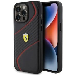 Husa Ferrari Twist Metal Logo case for iPhone 15 Pro Max - black