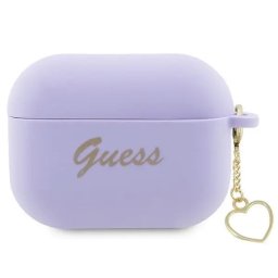 Guess husă AirPods Pro 2 mov din silicon Charm Heart Collection (GUAP2LSCHSU)
