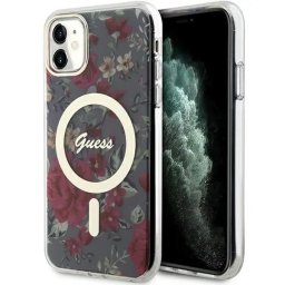 Husa Guess GUHMN61HCFWSA iPhone 11 / Xr 6.1" green/khaki hardcase Flower MagSafe