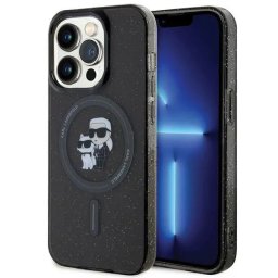 Husa Karl Lagerfeld Karl&Choupette Glitter MagSafe case for iPhone 15 Pro - black