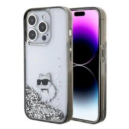 Husa Karl Lagerfeld Liquid Glitter Choupette case for iPhone 15 Pro - transparent
