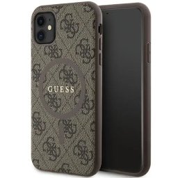 Husa Guess GUHMN61G4GFRW iPhone 11 6.1" / Xr brown/brown hardcase 4G Collection Leather Metal Logo MagSafe