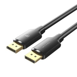 Cablu video Vention, DisplayPort(T) la DisplayPort(T), 1.5m, rezolutie maxima 4K la 60Hz, conectori auriti, cupru/argint, invelis PVC, negru, "HAKBG" (timbru verde 0.18lei) - 6922794775770