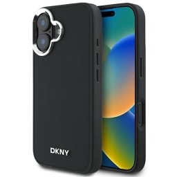 Husa iPhone 16 - DKNY Hardcase Plain Silver Logo MagSafe (DKHMP16SPSCMCLK) - Black