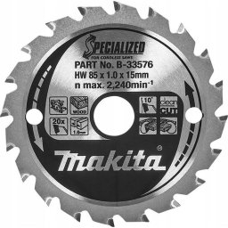 Disc de fierăstrău pentru lemn, 85x15 mm, 20 dinți B-33576