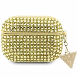 Husă Guess Rhinestone Triangle Charm pentru AirPods Pro 1/2 – Auriu