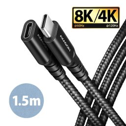 Cablu de date USB-C la USB-C 3.2 Gen 2, prelungitor, 1.5m, 240W, matisat, conector aluminiu, Negru