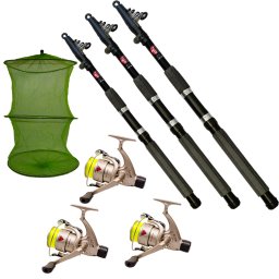 Set de pescuit cu 3 lansete telescopice de 3,6 m