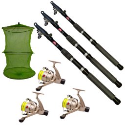 Set de pescuit cu 3 lansete telescopice de 3 m