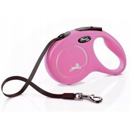 Lesa Flexi Classic, cu banda, marimea M, 5m/25kg, Roz