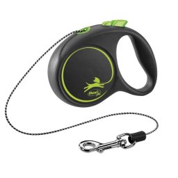 Lesa Flexi Black design, Retractabila, cu Snur, XS, 3m/8kg, Verde