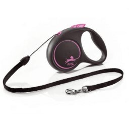 Lesa Flexi Black Design, Retractabila, Snur, marimea S, 5 m/12 kg, Roz